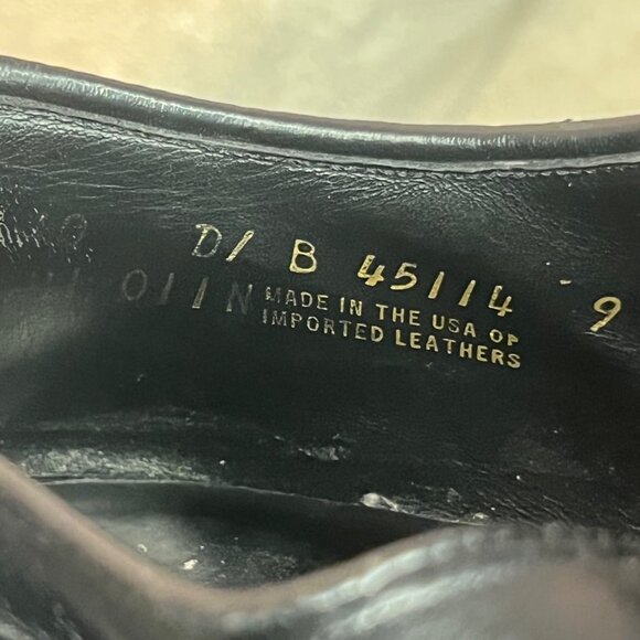 Johnson & Murphy Men Black Leather Oxford Wingtip Dress Shoes Size 10 D USA Made - Picture 16 of 16